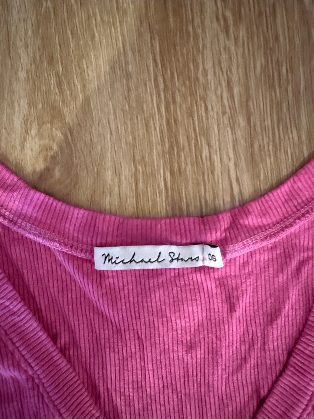 Michael Stars Pink Ribbed V-Neck Tank - Picture 2 of 3